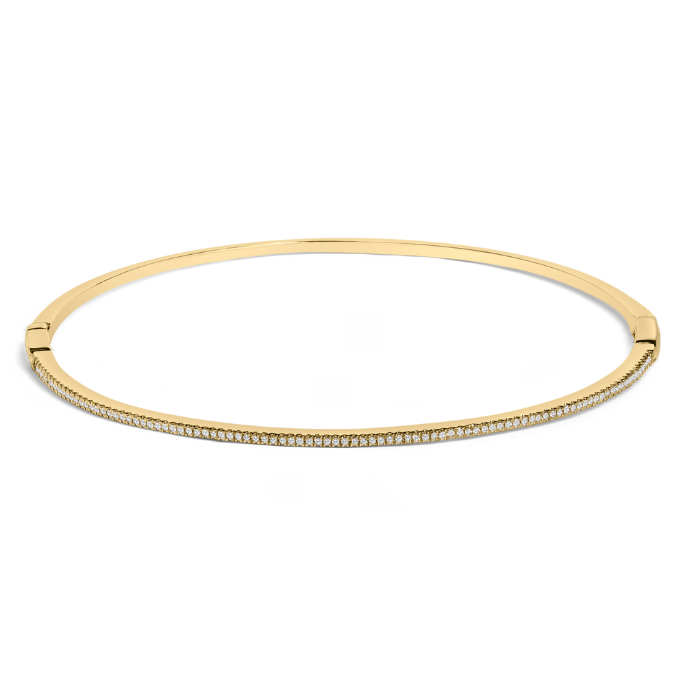 14K Yellow Gold 1/3 Cttw Diamond Half Eternity Bangle Bracelet (I-J Color,